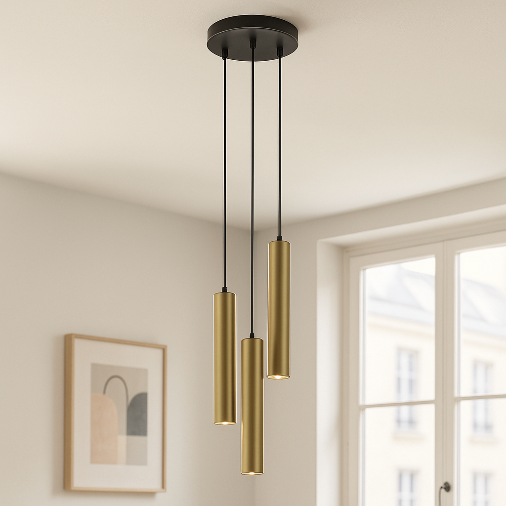Moderne Pendelleuchte Messing, Nadi