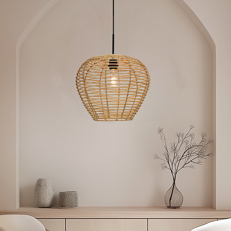 Rattan Pendelleuchte Braun, Irene