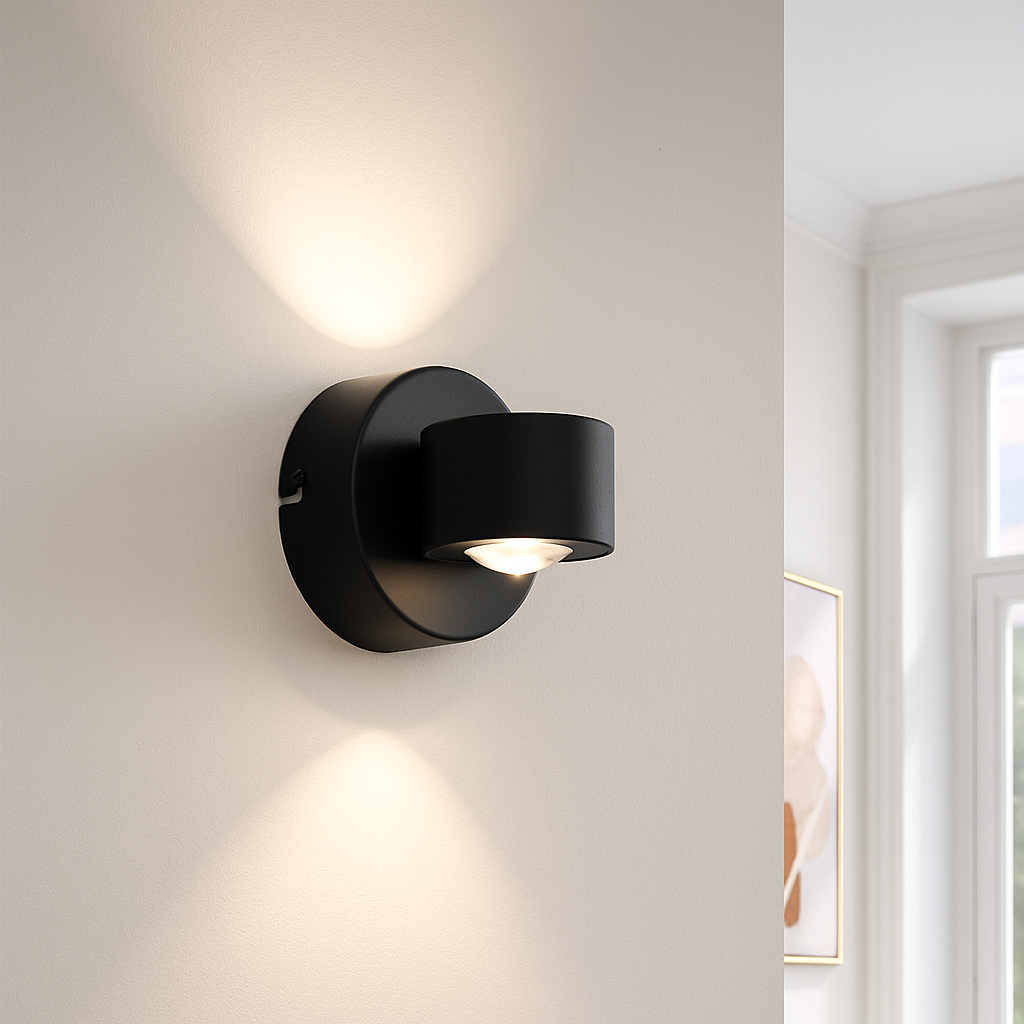 Moderne Up down Wandleuchte Schwarz, Izzet, 6W, 3000K LED