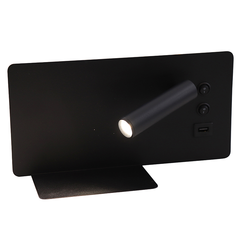 Moderne Wandleuchte Schwarz, Stanley, 10W, 4000K LED, mit Schalter