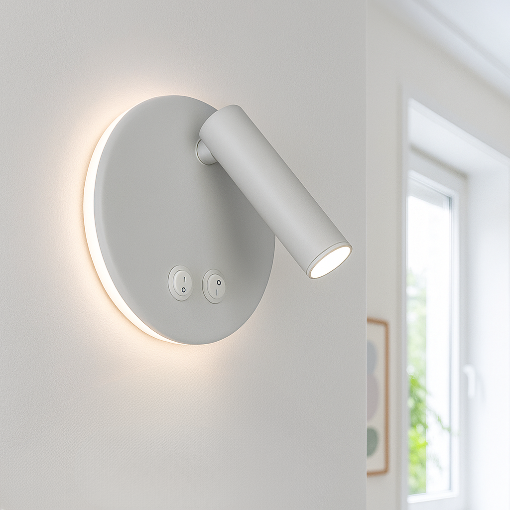 Moderne Wandleuchte Weiß, Robbie, 10W, 4000K LED, mit Schalter