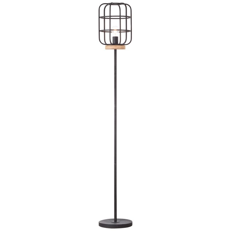 Holz Stehlampe Schwarz, Taede, mit Schalter