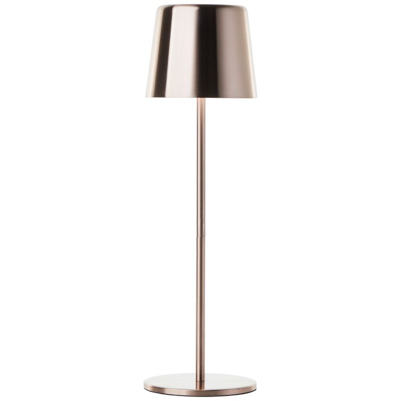 Moderne aufladbare Außen Tischlampe Kupfer, Skander, 4W, warm- bis kaltweiß einstellbare LED, IP44, mit Touch-Dimmer