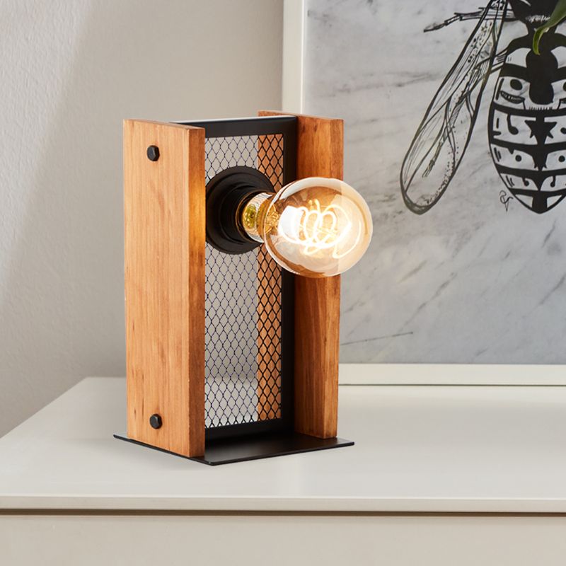 Holz Tischleuchte Braun, Rasha, mit Schalter