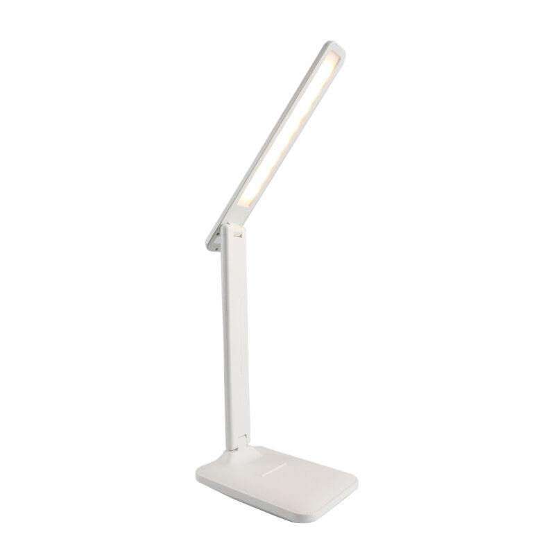 Weiße moderne Schreibtischlampe Kunststoff, Danila, 5W, in Lichtfarbe einstellbare LED, mit Touch-Dimmer