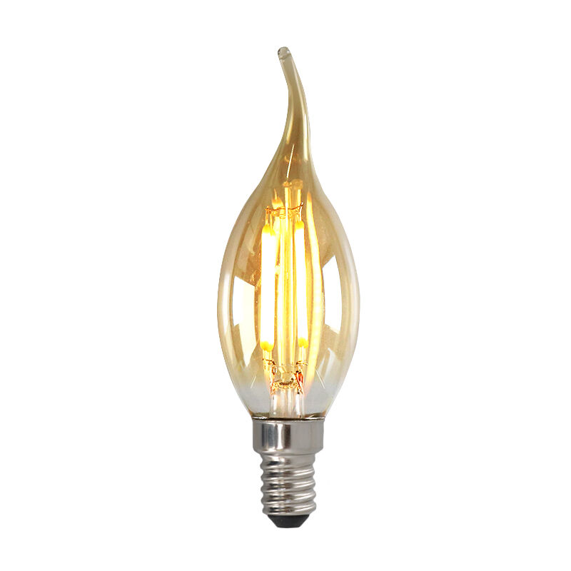 Dimmbare E14 LED Spitze kerze, 3w, Bernstein Glas, 2200K