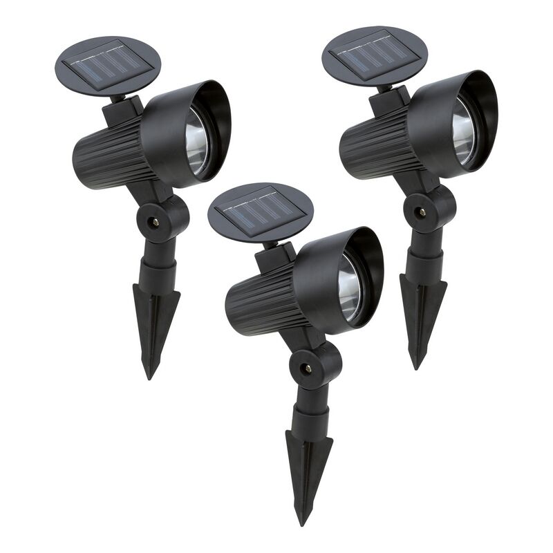 Schwarze Außenstrahler Kunststoff, Zora, 1W, 3000K LED, IP44, mit Schalter
