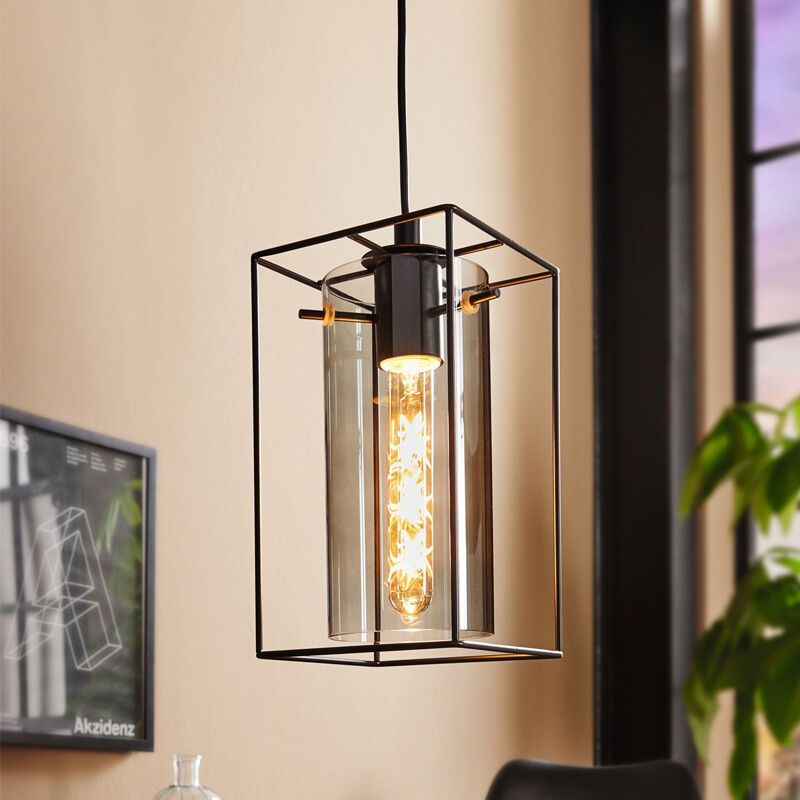 Schwarze industrielle Pendelleuchte Glas, Aprica