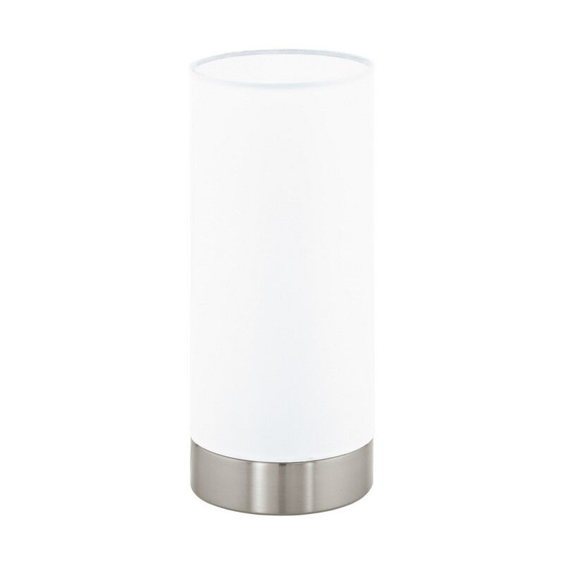 Weiße moderne Tischleuchte Stoff, Abano, mit Touch-Dimmer