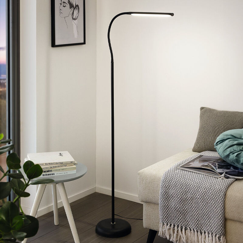 Schwarze moderne Stehlampe Kunststoff, Brennan, 5W, 4000K LED, mit Touch-Dimmer