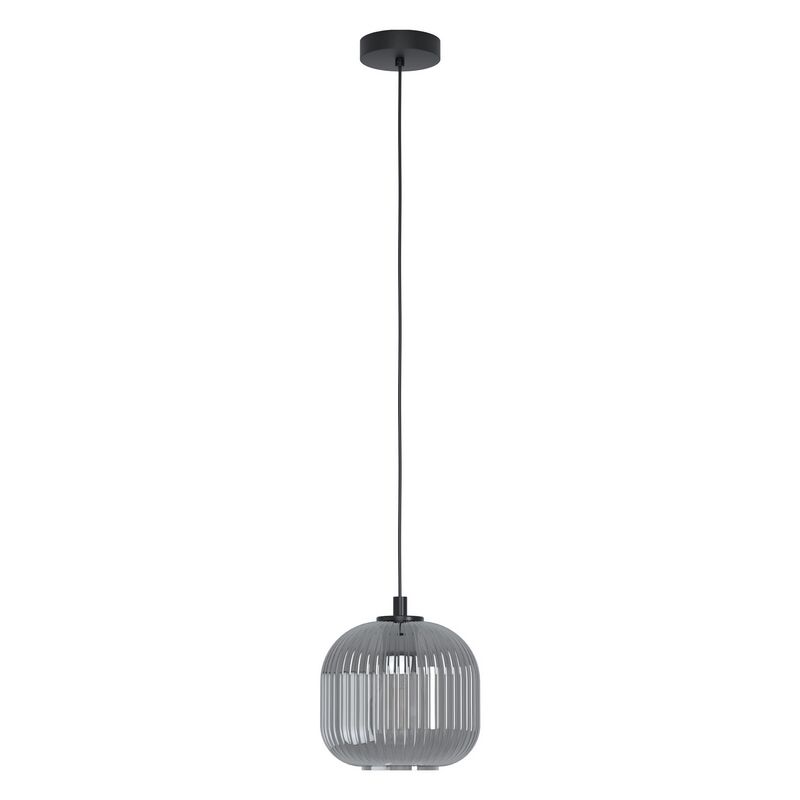 Schwarze retro Pendelleuchte Glas, Elvera