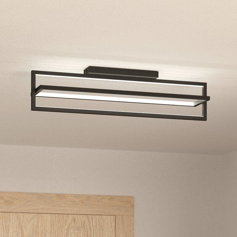 Schwarze moderne Deckenleuchte Aluminium, Lianne, 34W, warm- bis kaltweiß einstellbare LED, 3-stufig dimmbar