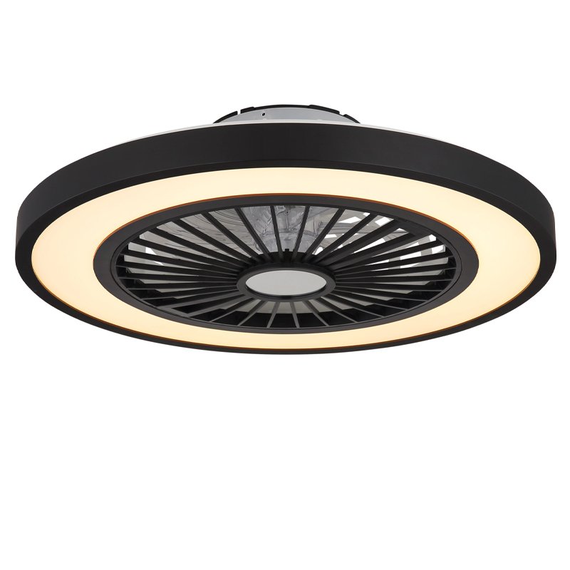 Schwarze moderne Deckenventilator Kunststoff, Komal, 45W, warm- bis kaltweiß einstellbare LED, mit Fernbedienung