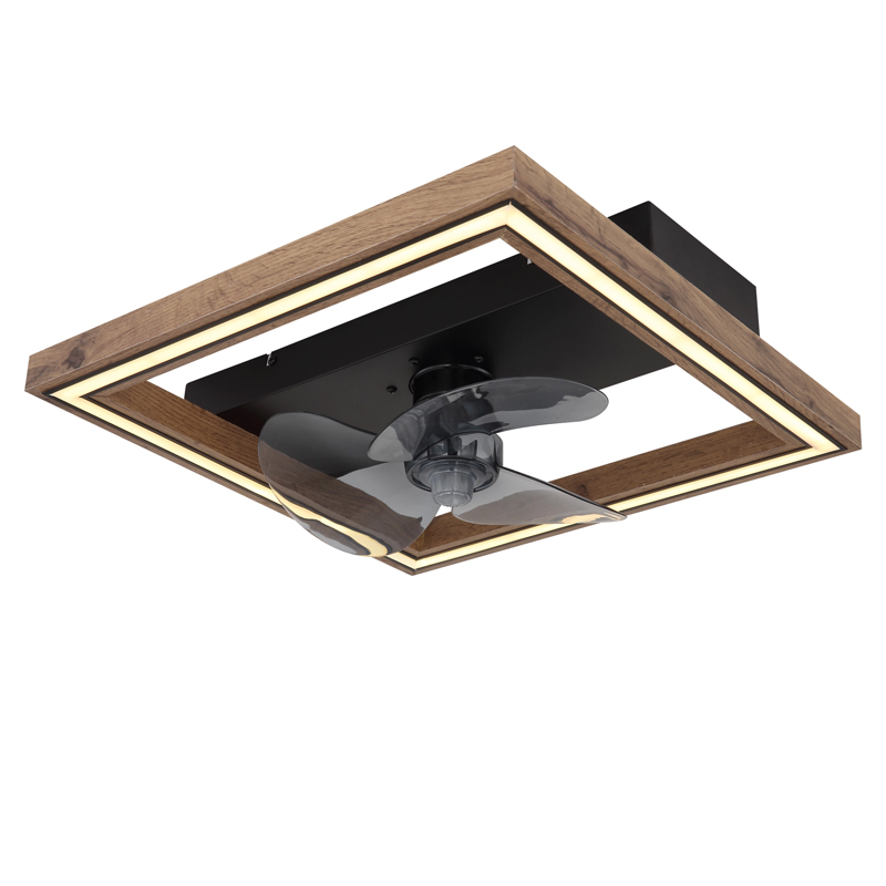 Braune moderne Deckenventilator Kunststoff, Lamyea, 24W, warm- bis kaltweiß einstellbare LED, mit Fernbedienung