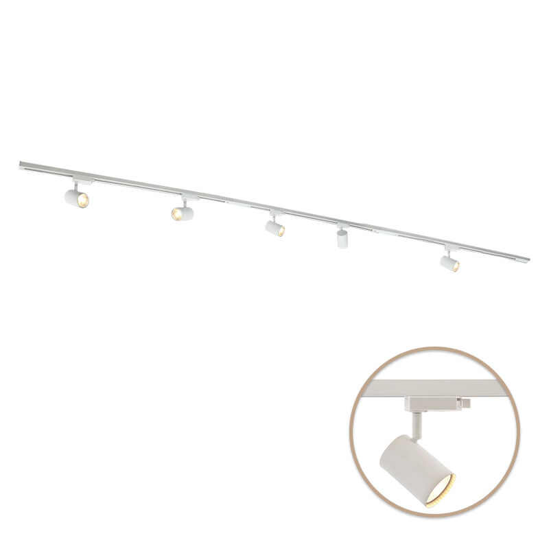 3M weißes 1 phase Schienenbeleuchtung System + 5 Elena Strahler