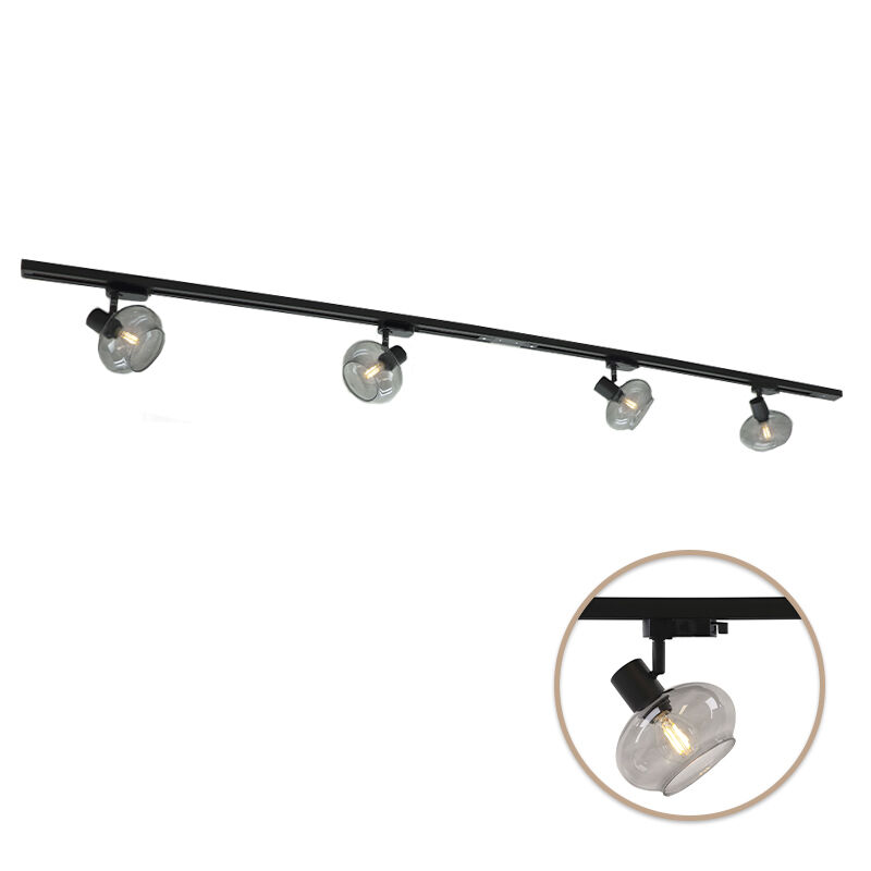 2M schwarzes 1 phase Schienenbeleuchtung System + 4 Skip Strahler