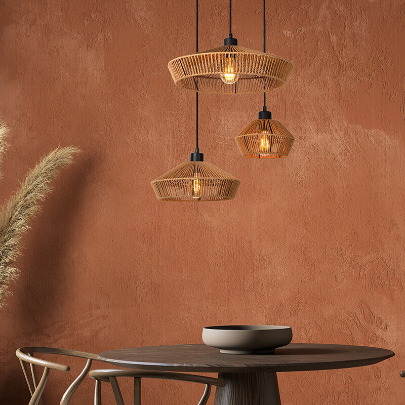 Rattan Pendelleuchte Holz, Yunkai