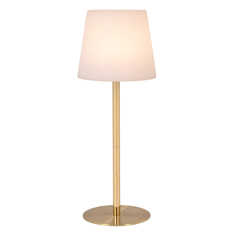 Goldene aufladbare Außen Tischlampe Modern, Tyon, 2W, 2700K LED, IP65, mit Touch-Dimmer
