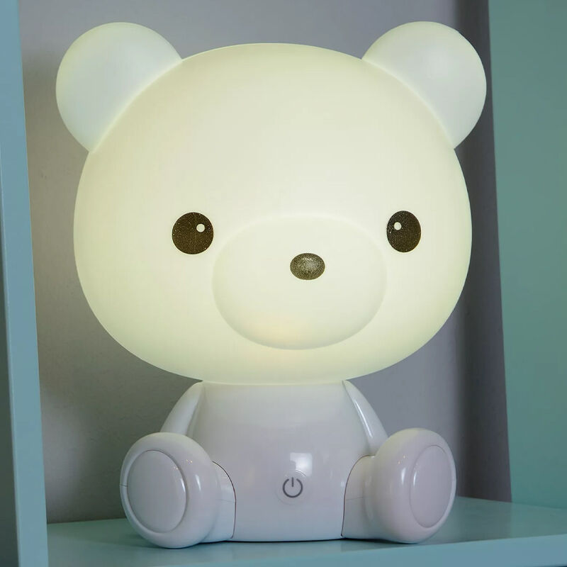 Weiße Kinderzimmer Tischleuchte, Dodo Bär, 3W, 3000K LED