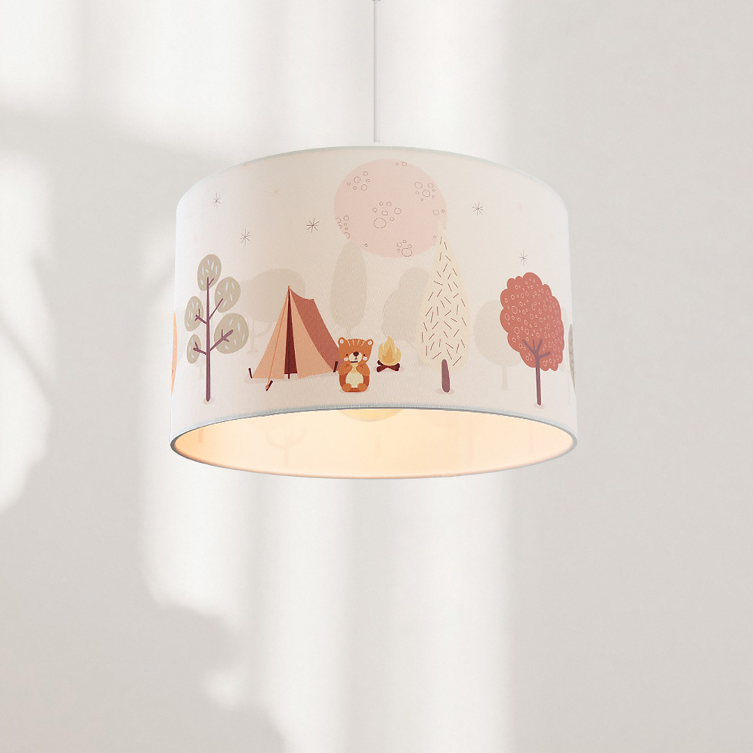 Stoff Kinderzimmer Pendelleuchte Weiß, Forest life