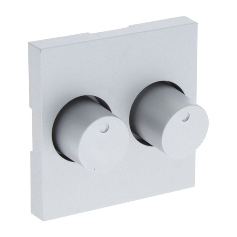 Q-Link S-Line Zentralplatte mit Button Duodimmer, grau / aluminiumfarben