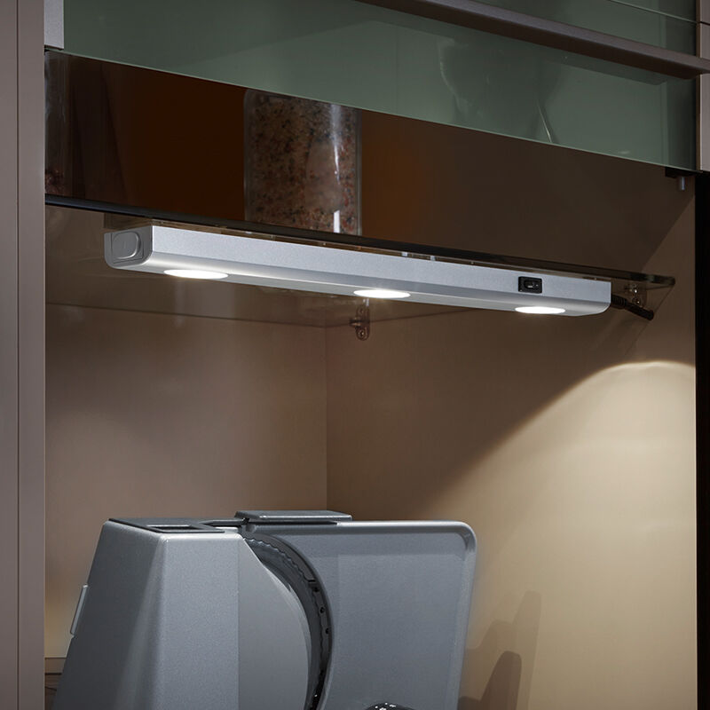 Silberne Küchenschrankbeleuchtung Kunststoff, Sarila, 1W, 3000K LED, mit Schalter