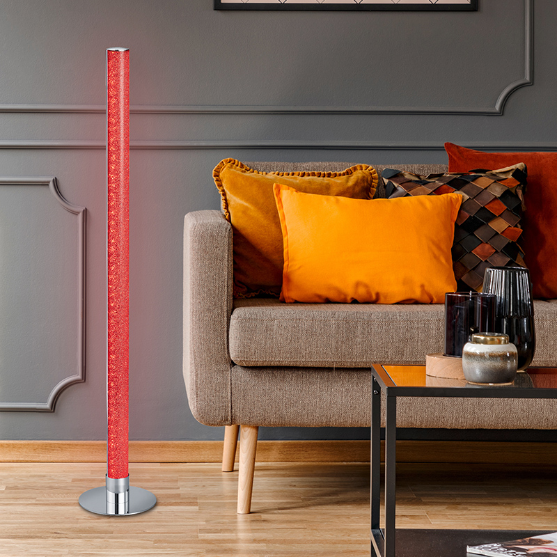 Chrom Stehlampe Modern, Vacio, 10W, 3000K LED, mit Fernbedienung