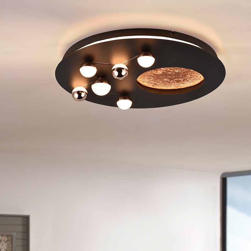 Schwarze Deckenlampe Modern, Gilberto, 42W, warm- bis kaltweiß einstellbare LED, 3-stufig dimmbar