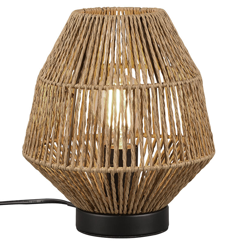 Rattan Tischleuchte Braun, Fleurtje, mit Schalter