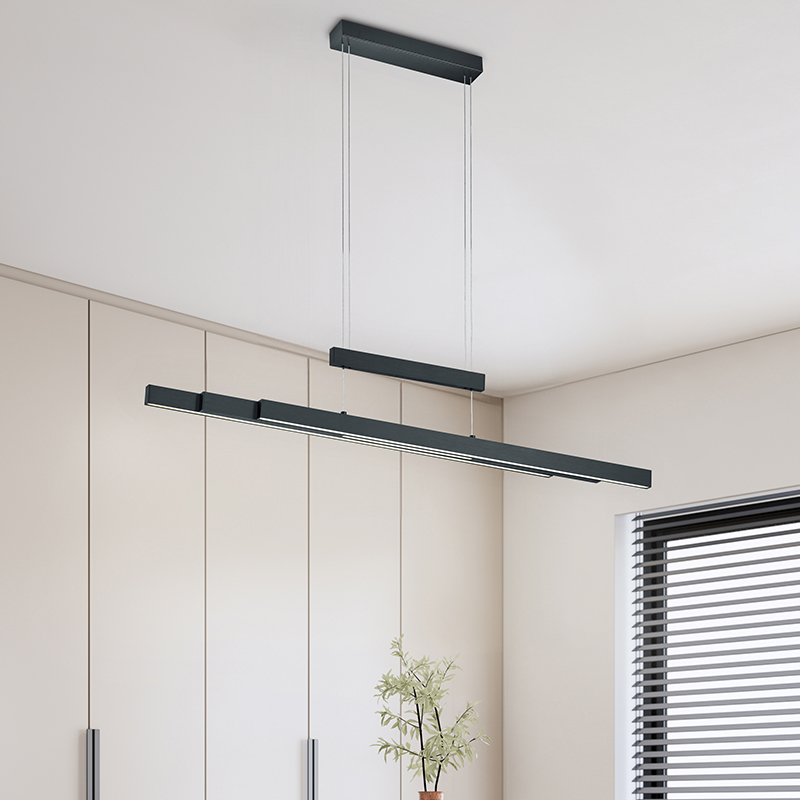 Schwarze Pendelleuchte Modern, Jessey, 42W, warm- bis kaltweiß einstellbare LED, mit Touch-Dimmer
