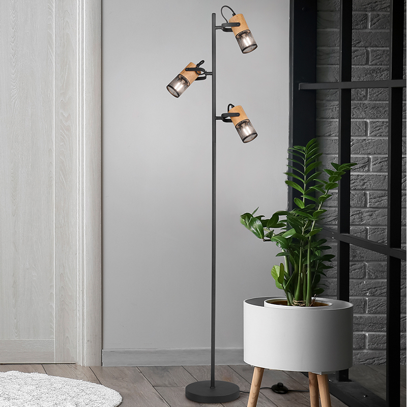 Schwarze Stehlampe Vintage, Jessica, mit Schalter