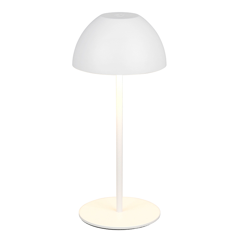Weiße aufladbare Tischlampe Kunststoff, Mikhail, 2W, 3000K LED, IP44, mit Touch-Dimmer