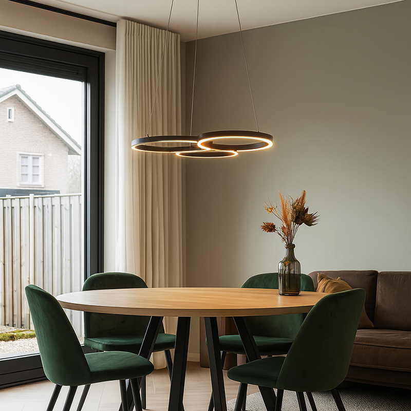 Design Pendelleuchte Schwarz, Thalia, 36W, 2700K LED, 3-stufig dimmbar