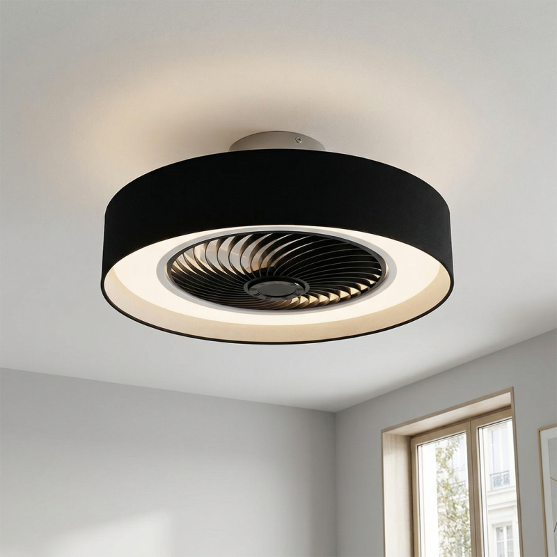 Moderne Deckenventilator Schwarz, Huub, 40W, 3000K LED, mit Fernbedienung Moderne Deckenventilator Schwarz, Huub, 40W, 3000K LED, mit Fernbedienung