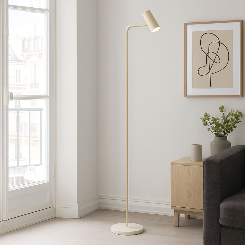 Moderne Stehlampe Beige, Carlos, mit Schalter