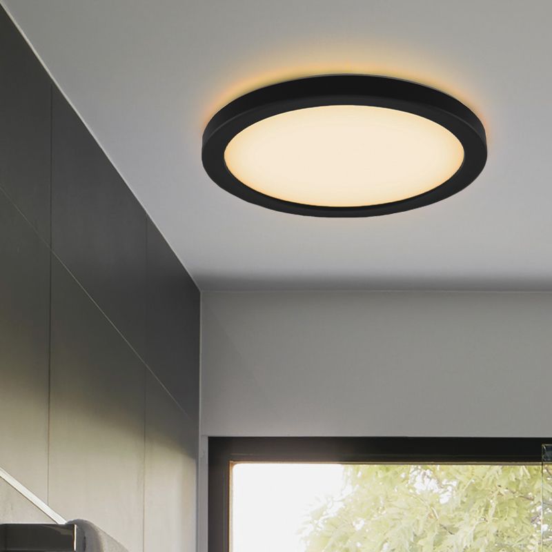 Kunststoff Badezimmer Deckenleuchte Schwarz, Shivani, 15W, 3000K LED, IP44