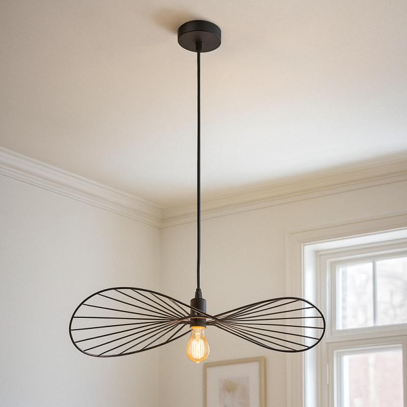 Retro Pendelleuchte Schwarz, Jolinda