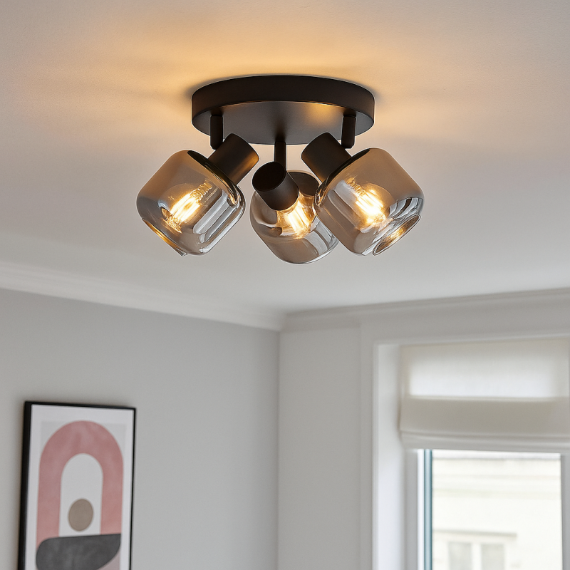 Schwarze Deckenstrahler Craig, Glas, modern