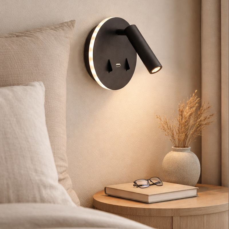 Moderne Wandleuchte Schwarz, Alec, 9W, 3000K LED, mit Schalter