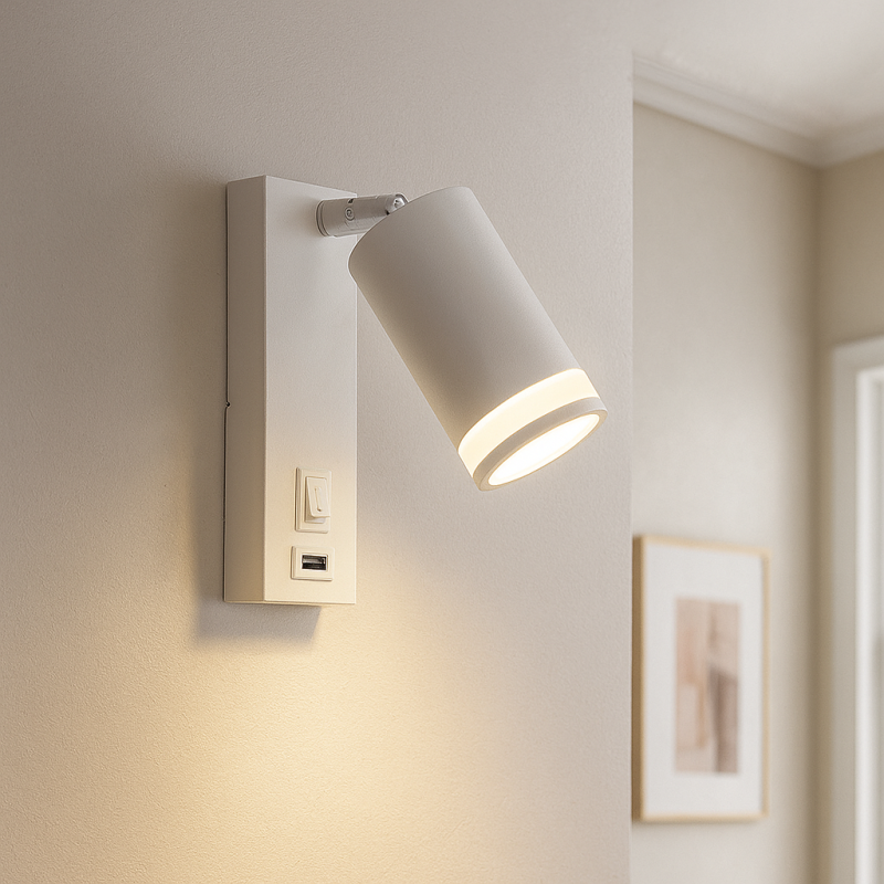 Moderne Wandstrahler Weiß, Tara, mit Schalter