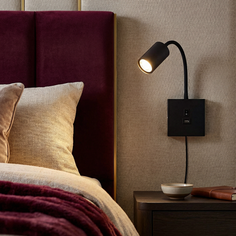 Moderne Wandstrahler Schwarz, Tibor, mit Schalter Moderne Wandstrahler Schwarz, Tibor, mit Schalter