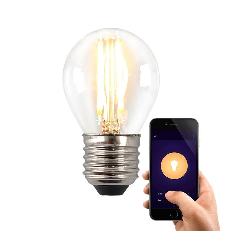Olucia Smart LED-Lampe E27 Melchis, P45, 5W, dim to warm