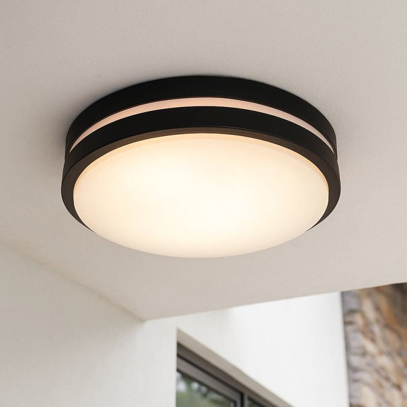 Kunststoff Außen Deckenleuchte mit Bewegungsmelder Schwarz, James, IP44