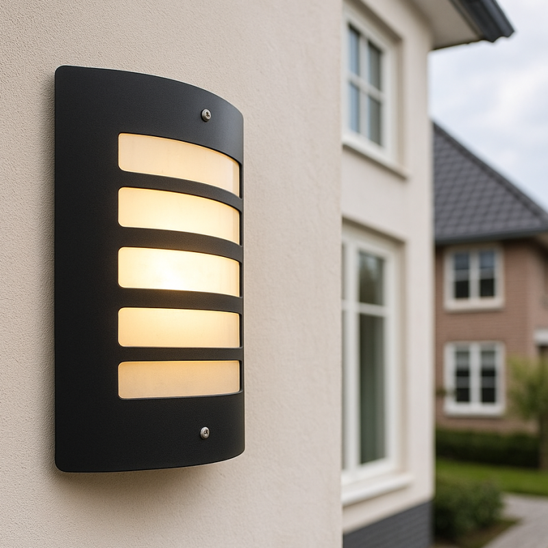 Moderne Außen Wandleuchte mit Dämmerungsmelder Schwarz, Manuel, IP44