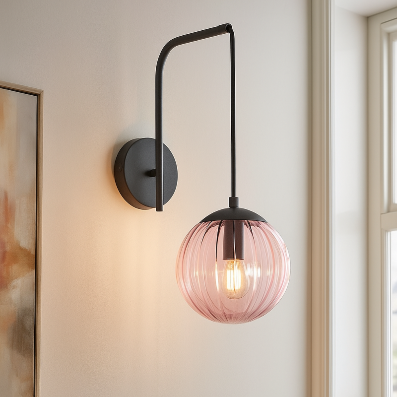 Retro Wandleuchte Rosa, Rifka, mit Schalter Retro Wandleuchte Rosa, Rifka, mit Schalter