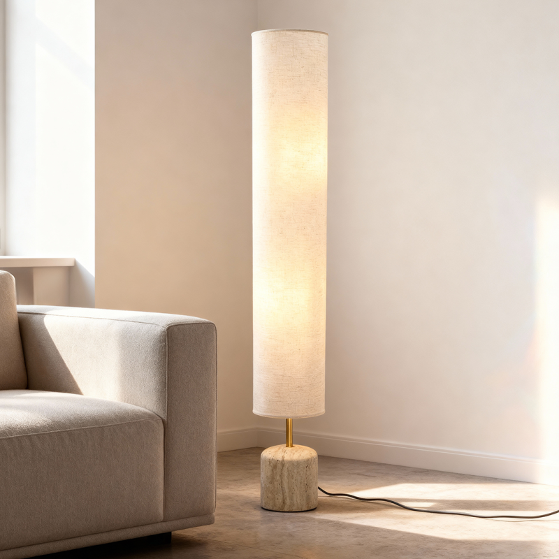 Moderne Stehlampe Beige, Ghislaine, mit Schalter Moderne Stehlampe Beige, Ghislaine, mit Schalter