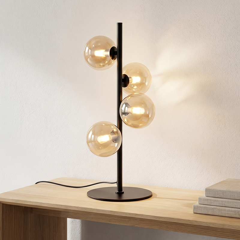 Design Tischleuchte Bernstein, Remo, mit Schalter
