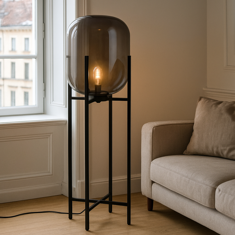 Retro Stehlampe Grau, Roxy, mit Schalter