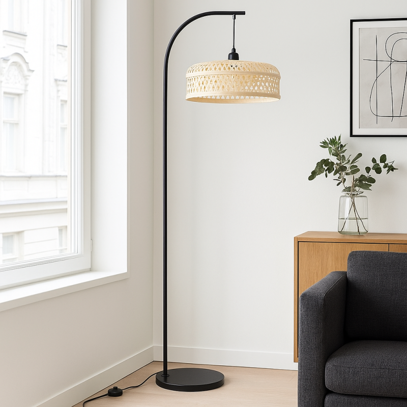 Bambus Stehlampe Braun, Jennifer, mit Schalter Bambus Stehlampe Braun, Jennifer, mit Schalter