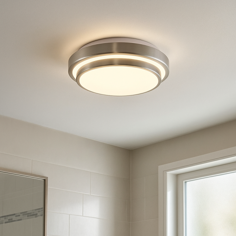 Moderne Badezimmer Deckenleuchte Nickel, Jaro, 12W, 3000K LED, IP44